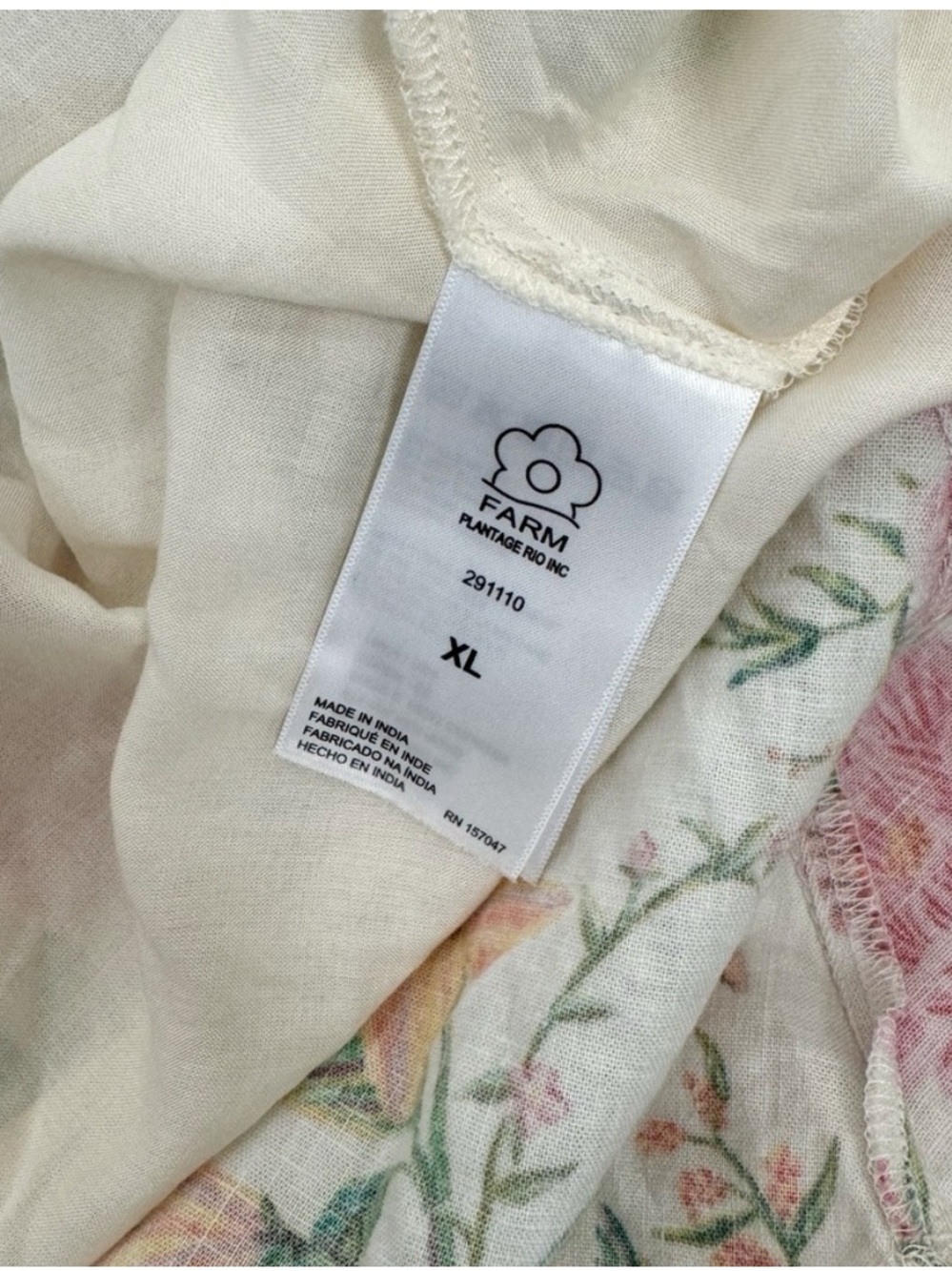 FARM Rio One-Shoulder Cream Floral Mini Dress with Pink & Green Accents - Picture 11 of 15